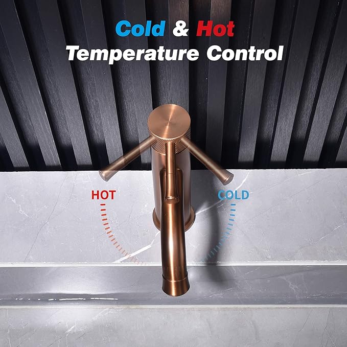 Rose Gold Bathroom Faucet, with Splash Sprayer Extender Aerator, Single Hole with Deck, for Vanity Farmhouse and RV