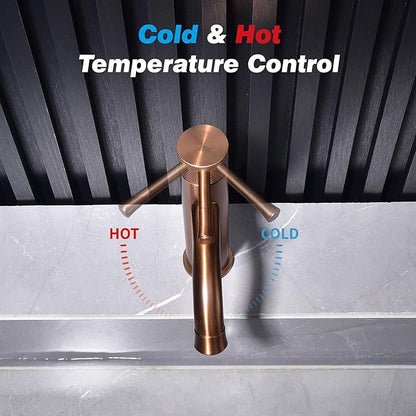 Rose Gold Bathroom Faucet, with Splash Sprayer Extender Aerator, Single Hole with Deck, for Vanity Farmhouse and RV