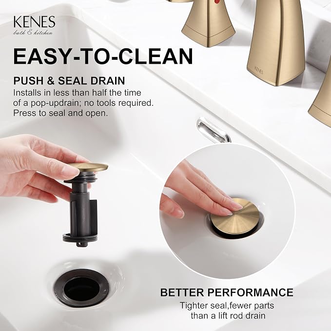 Champagne Bronze Bathroom Faucet 3 Hole, Widespread Bathroom Faucet | Bathroom Vanity Faucet with Pop Up Drain & Supply Lines, Lead-Free cUPC & NSF Certified, 8 Inch Faucet for Vanity RV Sink
