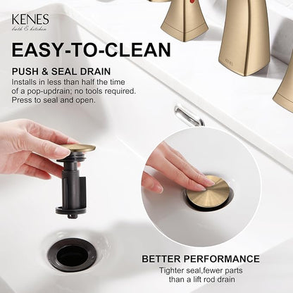 Champagne Bronze Bathroom Faucet 3 Hole, Widespread Bathroom Faucet | Bathroom Vanity Faucet with Pop Up Drain & Supply Lines, Lead-Free cUPC & NSF Certified, 8 Inch Faucet for Vanity RV Sink