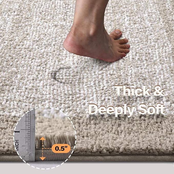 48x32 Large Bathroom Rugs Washable Non Slip, Bath Mat for Bathroom Floor Tub, Soft Absorbent Quick Dry Mats for Shower, Bathtub,Home Decor（Greige）