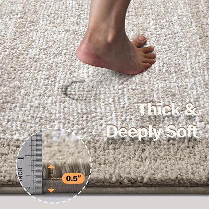Bathroom Rugs 30x20 Non Slip Washable, Bath Mat for Bathroom Floor Tub, Soft Absorbent Quick Dry Mats for Shower, Bathtub,Home Decor（Greige）
