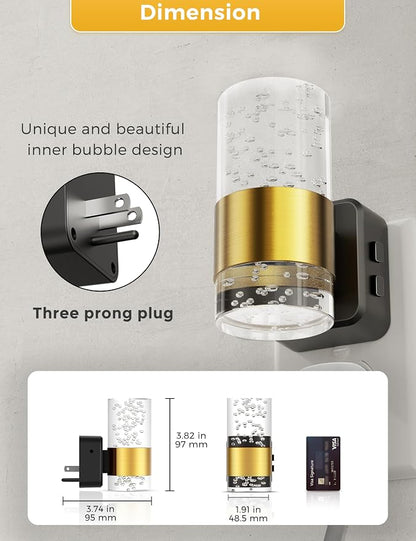 L LOHAS LED Night Lights Plug into wall,Color Changing Night Light | Dusk to Dawn Sensor,Adjustable Brightness & Rotatable Plug,Elegant Design Night Light for Kids Bedroom,Bathroom,2 Pack