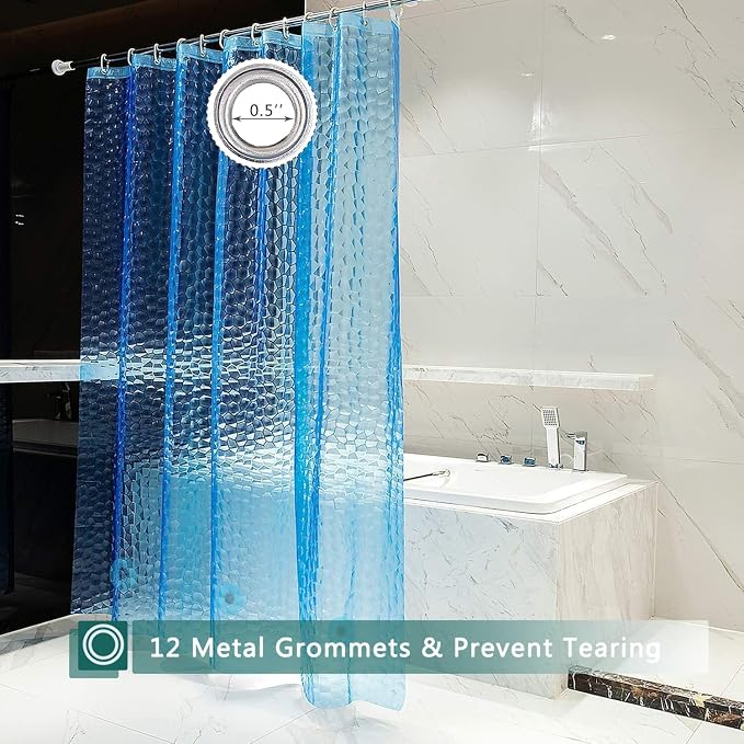 Shower Curtain Liner, 3 Pack 100% Waterproof Eva Shower Curtains with 3 Duty Heavy Bottom Magnets and 12 Rust Proof Grommets, 72x72 Weighted Shower Liner for Shower Stall, Bathtubs