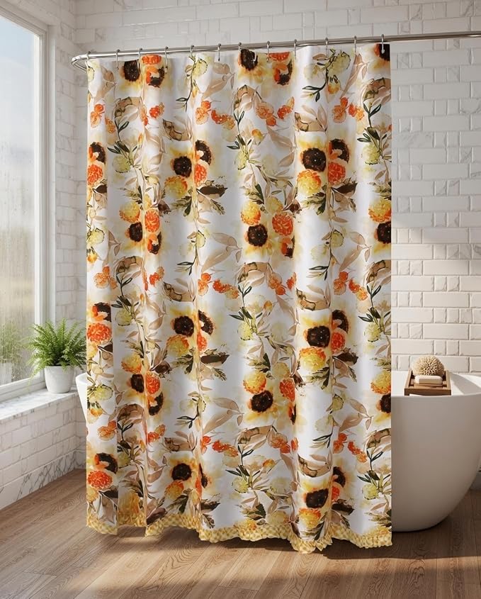 Greenland Home Fashions Fabric Sensations Shower Curtain, Stylish Bathroom Decor, Machine Washable, 72 inches x 72 inches, Somerset