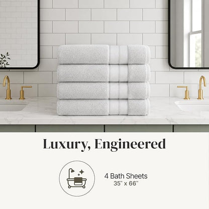 Modern Threads 4-Pack SpunLoft Bath Sheet Grey 35x66