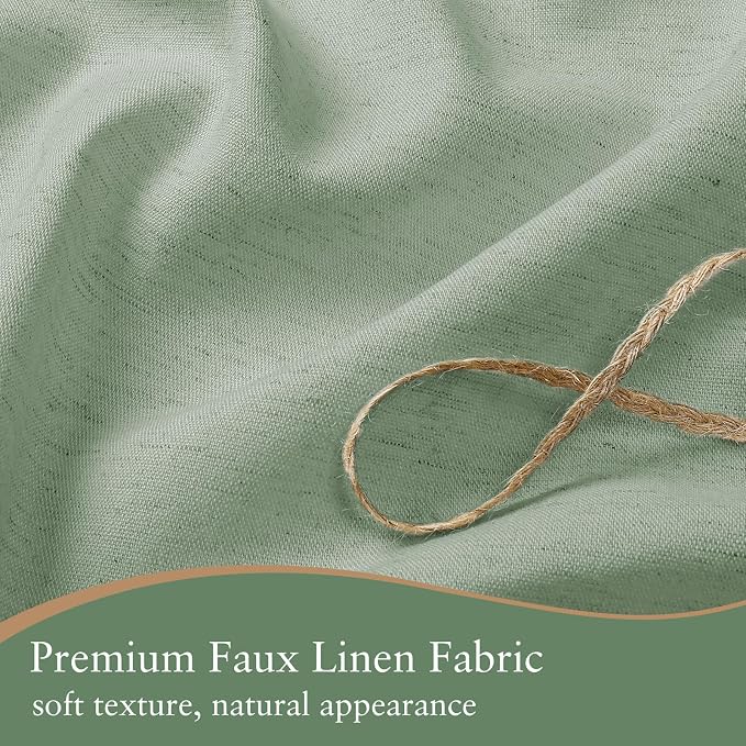 Linen Scallop Shower Curtain with 12 Hooks, Waterproof, 72x72, Sage Green | Waterproof Heavy Duty Thick Fabric with Black Border, Neutral Boho Farmhouse Bathtub Shower Curtain