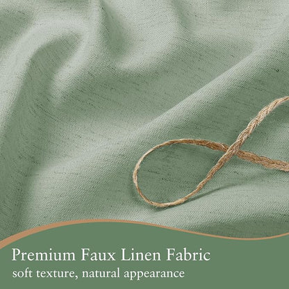 Linen Scallop Shower Curtain with 12 Hooks, Waterproof, 72x78, Sage Green | Heavy Duty Waterproof Fabric with Black Border, Cute Modern Farmhouse Bathroom Décor