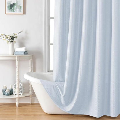 Aiyufeng Light Blue Shower Curtain for Bathroom, Embossed Textured Fabric Shower Curtain for Bathroom - Soft Cloth & Hotel Spa, Machine Washable, 72X72, Glacier Blue