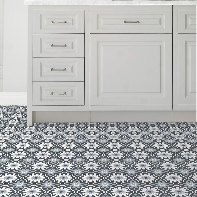 FloorPops FP2944 Sevilla Peel & Stick Floor Tiles, Multicolor (Pack of 6)