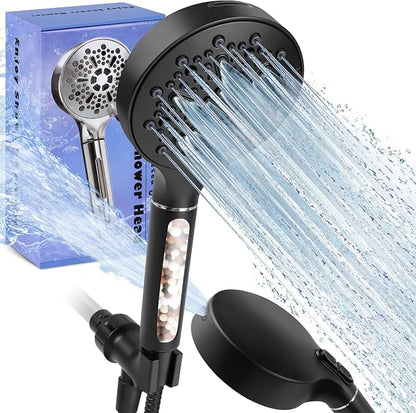 Filtered Shower Head with Handheld, High Pressure 7-Spd Showerhead | Shower Head with Stainless Hose,Water Softener Filter Beads for Hard Water,Remove Chlorine, Reduce Dry Itchy Skin