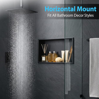 304 Stainless Steel Shower Niche 24" x 12" for Bathroom Storage | Waterproof Matte Black Recessed Shower Niche No Tile Needed