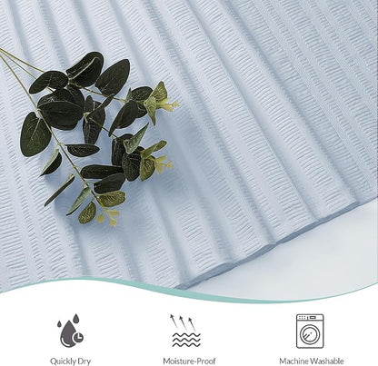 Aiyufeng Light Blue Shower Curtain for Bathroom, Embossed Textured Fabric Shower Curtain for Bathroom - Soft Cloth & Hotel Spa, Machine Washable, 72X72, Glacier Blue