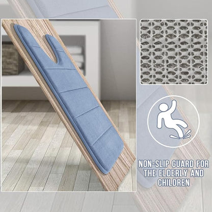 Yimobra Memory Foam Toilet Bath Mat U-Shaped, 24 X 20 Inches,Soft and Comfortable, Super Water Absorption, Non-Slip, Machine Wash and Easier to Dry for Bathroom Commode Contour Rug, Denim Blue