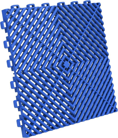 36-Pcs Interlocking Tile, 12" x 12" Indoor/Outdoor Self-Drainage Interlocking Floor Tiles, Non-Slip Heavy-Duty Polypropylene Splicing Flooring Tile for Garage Patio Pool Bathroom, Blue