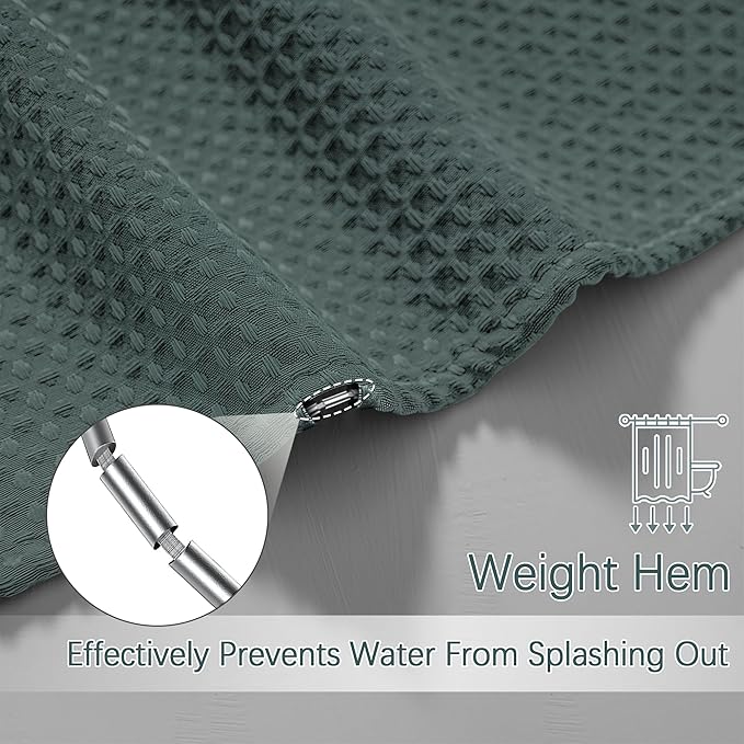 60 inch Stall Shower Curtain - Waffle Weave Heavy Duty Thick Fabric Shower Curtains for Bathroom, Weighted Hotel Spa Luxury Cloth Bath Curtain Set with 10 Hooks, 60x72, Stormy Weather