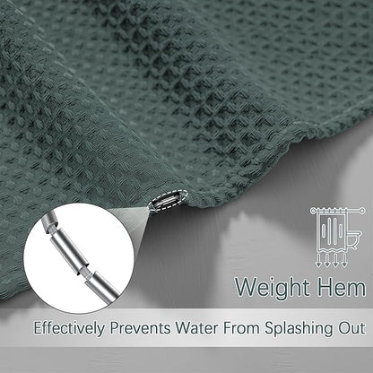 60 inch Stall Shower Curtain - Waffle Weave Heavy Duty Thick Fabric Shower Curtains for Bathroom, Weighted Hotel Spa Luxury Cloth Bath Curtain Set with 10 Hooks, 60x72, Stormy Weather