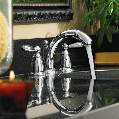Moen Brantford Chrome Two-Handle Widespread Bathroom Faucet Trim Kit for 3-hole Setups, Valve Required, T6620