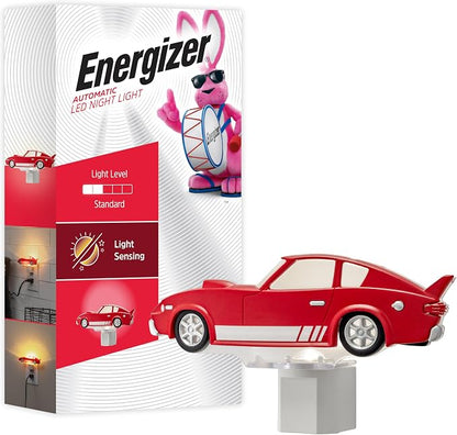 Energizer Race Car Night Light, Light Sensing, LED, Soft White, 3000K, Red, Nightlight for Bedroom, Bathroom, Nursery, Hallway, Kitchen, 1pk, 82404 | Light Sensing, LED, Soft White, 3000K, Red, Nightlight for Bedroom, Bathroom, Nursery, Hallway, Kitche...