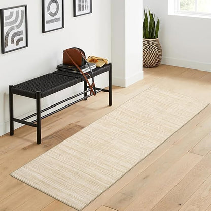 Garvee Rugs for Entryway 2x6 Kitchen Runner Rugs Non Skid Washable, Camel | Modern Solid Color Non Shedding Stain Resistant Neutral Textured Low Pile Soft Foldable Rug for Bathroom Hallway