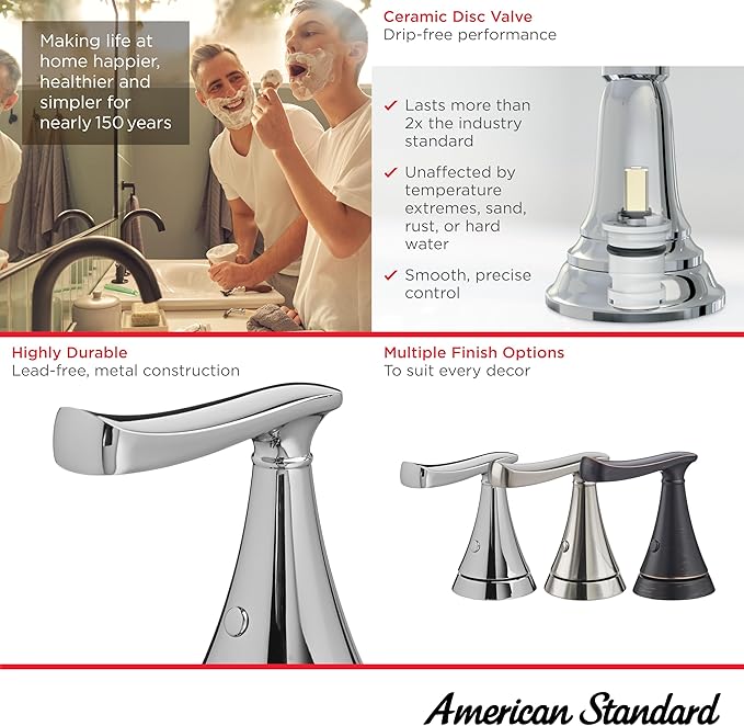 American Standard 7413201.295 Chatfield 4-Inch Centerset 2-Handle Bathroom Faucet, 1.2 GPM, Brushed Nickel