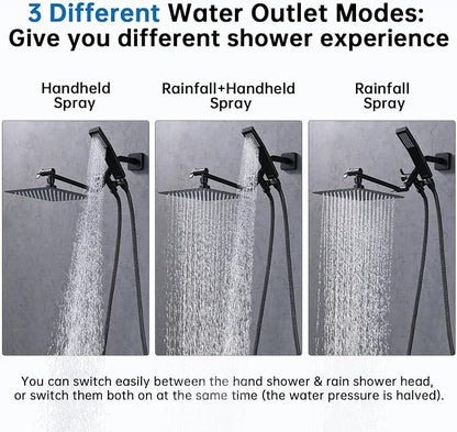 G-Promise All Metal 10" Rain Shower Head with Handheld for Bathroom Upgrade | All Metal, Built to Last, Easy Install, Adjustable Height & Angle for All Heights, Extra Long Hose, Modern Upgrade