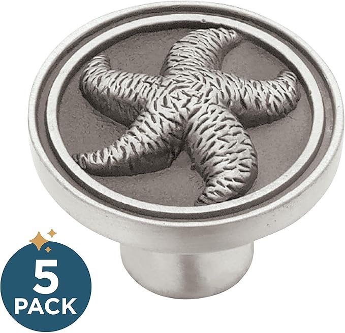 Franklin Brass 5 Pack Brushed Pewter Cabinet Knobs 1-7/16 inch (37mm) Kitchen Cabinet Handles and Drawer Knobs for Cupboards, Dressers, Furniture, Bathroom Vanity | Seaside Cottage