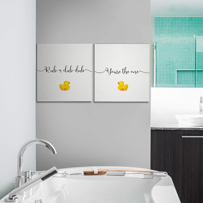 You're The One Rubber Ducky Bathroom Décor Set of 2 Gallery Wrapped Canvas Wall Art