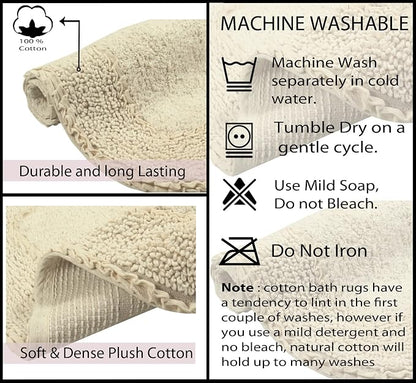 Home Weavers Radiant Collection 100% Cotton Bathroom Rugs Set, Machine Washable Rug, Extra Soft and Absorbent Bath Rug, Kitchen Mat, Bath Mat Set, Bath Floor Mat Non Slip, 21"x34" Rectangle, Ivory