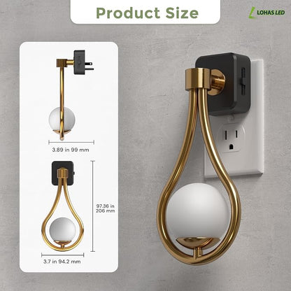 L LOHAS LED Night Lights Plug Into Wall 2 Pack, Dusk to Dawn Sensor | Soft White 3000K Nightlight, 0-100LM Adjustable Brightness 330°Rotating Plug in Night Light Bathroom Hallway Bedroom Stairway