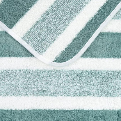 JML Bath Towels, 2 Pack, 27x55 in, Microfiber, Stripe Green | Soft, Super Absorbent, Quick Dry, Lint-Free, Lightweight Bathroom Towel with Hanging Loop for Daily Use