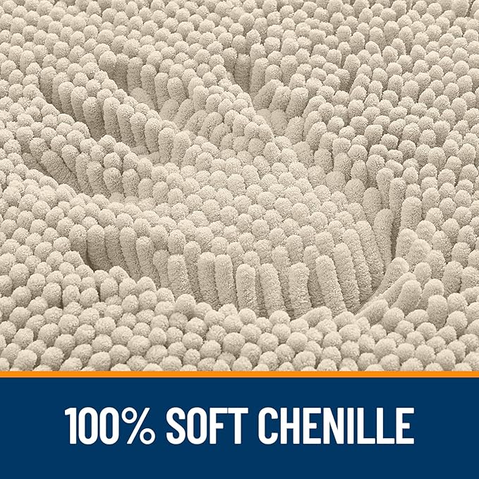 OLANLY Bathroom Rugs 36x24, Extra Soft Absorbent Chenille Bath Rugs | Sand, Quick-Drying Rubber Backing, Machine Washable Bath Mat for Bathroom Floor, Tub and Shower, Home Decor Accessories