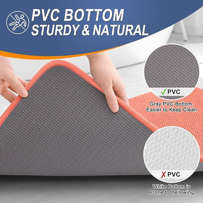 OLANLY Thick Memory Foam Bathroom Rugs 30x20, Absorbent Bath Mat, Coral | Soft Quick Dry Bath Rugs, Non-Slip, Machine Washable Carpet for Bathroom Floor, Tub and Shower, Home Decor Accessories