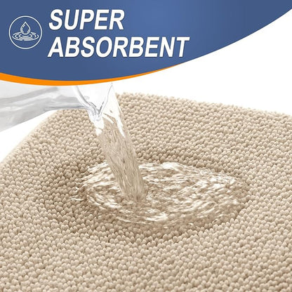 OLANLY Memory Foam Large Bathroom Rugs 44x32, Absorbent Bath Mat, Beige | Soft Quick Dry Bath Rugs, Non-Slip Carpet, Machine Washable Mat for Bathroom Floor, Tub and Shower, Home Decor Accessories