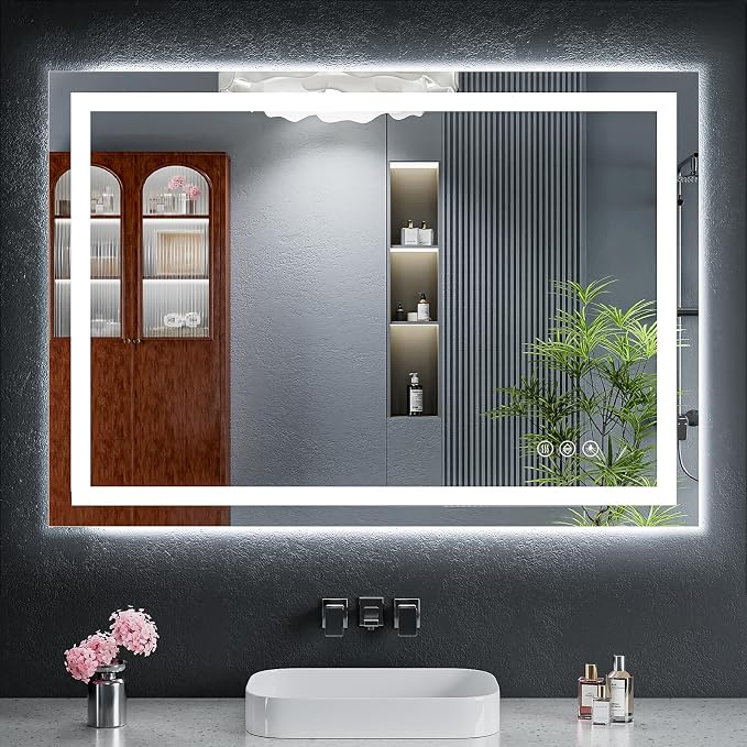 30"x42" LED Bathroom Mirror with Lights, Anti-Fog, Backlit+Frontlit | CRI 95, Stepless Dimmable, 3 Colors Lighting, Shatterproof Tempered Glass, HD Reflection, Memory, (Horizontal/Vertical)