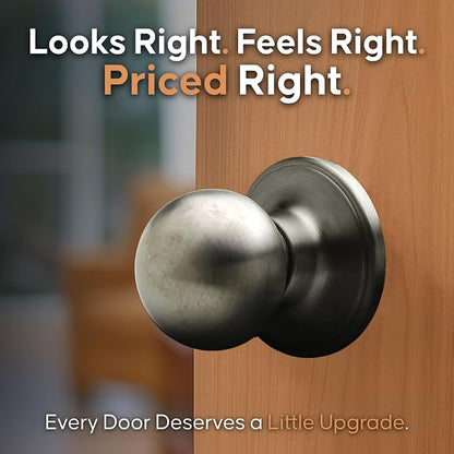 Copper Creek Passage Interior Door Knob – ANSI Grade-3 Certified, Modern Heavy Duty Handle, Easy Install and Reversible for Bedroom, Bathroom & Closets – Antique Nickel (1 Pack)