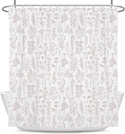Coxila Vintage Floral Shower Curtain Pink and White Flower Retro Rustic Country Cute Spring Summer Girly Girls Women Blush Preppy Boho Pastel Plant Bathroom 60 x 72 Inch Polyester Fabric 12 Pack Hooks