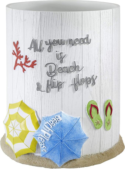 Avanti Linens - Wastebasket, Trash Can, Beach Inspired Bathroom Decor (Beach Mode Collection)