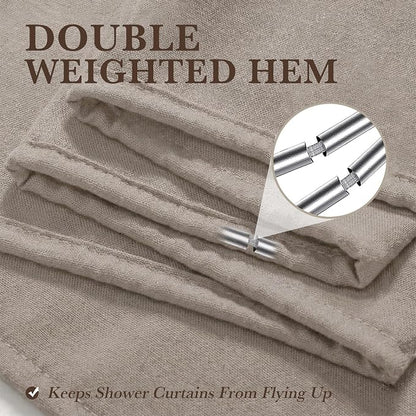 Seasonwood Linen Shower Curtain Neutral Vintage Farmhouse Linen Shower Curtains for Bathroom Boho Bathroom Decor with 12 Sturdy Stainless Steel Sliding Hangers(Greige,72x84 Inches)