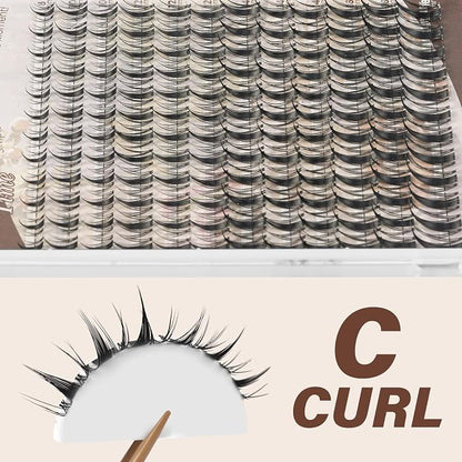 JMS&JMS Fairy Lash Clusters Manga Lashes Invisible Band, Anime Eyelashes | C Curl 8-18mix Super Thin Clear Band Reusable Soft Comfortable Natural Lash Extensions Lash Clusters with Spikes