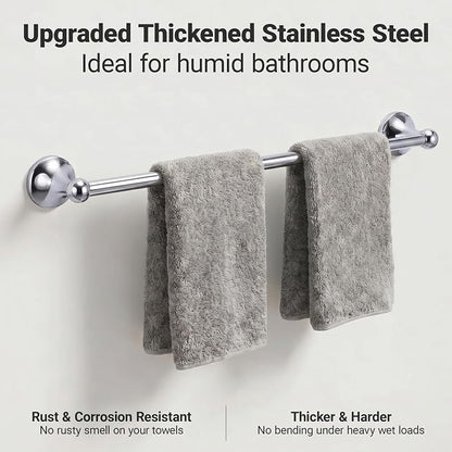 24-Inch Wall Mounted Towel Racks for Bathroom – Space Saver 5-Piece Durable Stainless Steel Bathroom Hardware Set with Towel Bar, Towel Ring, Toilet Paper Holder & Hook, Chrome