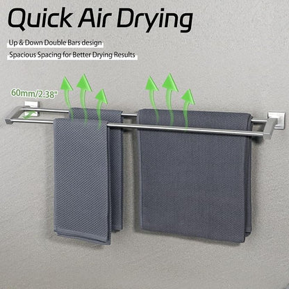Alise Double Towel Bar, 32" Towel Rack for Bathroom Wall, Brushed Nickel | SUS304 Stainless Steel Bathroom Towel Holder, Quick Drying Towel Hanger Towel Rod, Useable Length 30.8"