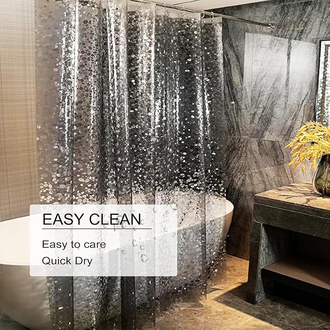 Shower Curtain Liner, 100% Waterproof Eva Shower Curtains with 3 Duty Heavy Bottom Magnets and 12 Rust Proof Grommets, 72x72 Weighted Shower Liner for Shower Stall, Bathtubs