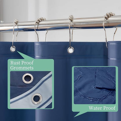 Mrs Awesome Navy Blue Shower Curtain Liner with 3 Magnets, 72x72 | 12 Rustproof Grommets,Premium Plastic Shower Curtain for Bathroom Lightweight & Waterproof,72W x 72H