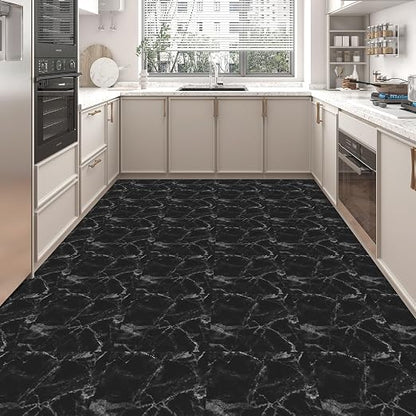 Art3d 30-Pack Peel and Stick Vinyl Floor Tiles, 12 x 12 in, Dark Marble | Anti-Slip, Waterproof, Stain-Resistant, Simple to Clean, Durable, Premium Vinyl, Ideal for Kitchen, Dining Room, Bedrooms
