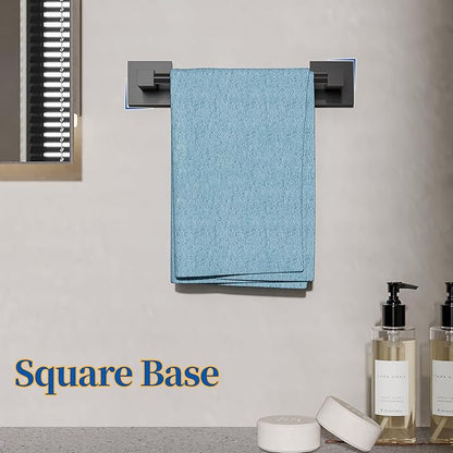 RUACQ Hand Towel Holder, 9 Inch Hand Towel Bar for Bathroom Wall Mounted, 304 Stainless Steel Towel Rack with Square Base(Matte Black)
