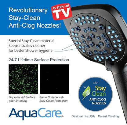 AquaCare 4X 10-Mode High Pressure Hand Shower w/Filter & 2-mode Power Wash | Filters Chlorine & Toxins, Softens Hard Water for Healthy Skin & Hair. Handheld Power Head Cleans Tub, Tile & Pets / Bronze