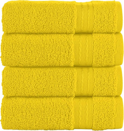 Elegant Comfort Premium Turkish Cotton 4 Pack Hand Towel Set - 16 x 28 inch, Luxurious Hotel Spa Quality 100% Turkish Cotton 4PC Hand Towel Set - Highly Absorbent - Soft Bathroom Towels, Yellow