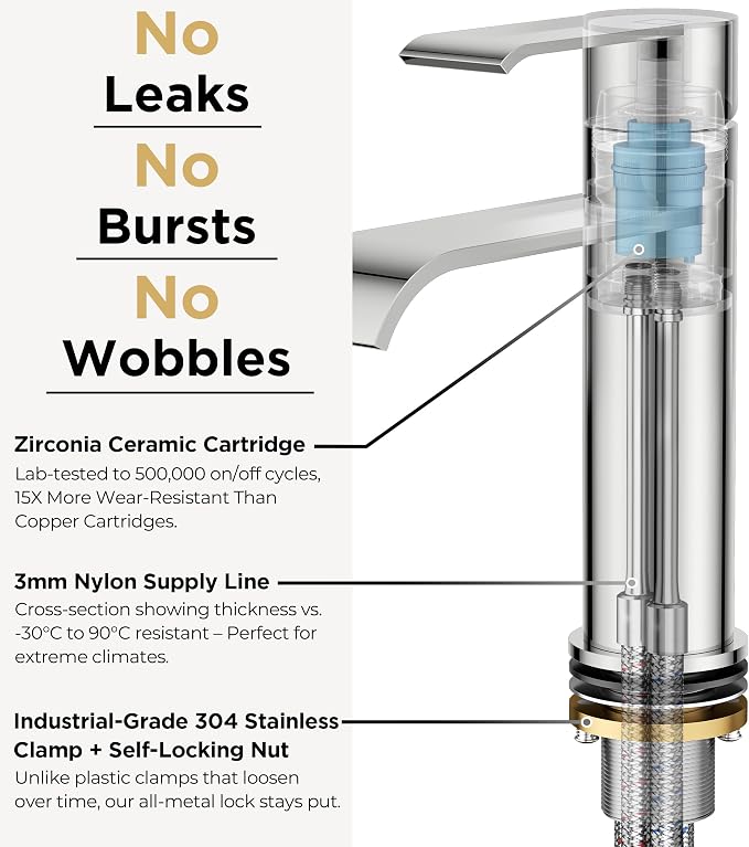 FORIOUS Waterfall Chrome Bathroom Faucet 1 Hole Rv Bathroom Sink Faucet Set | Single Handle Waterfall Bathroom Faucet Single Hole, Polished Chrome Faucet for Bathroom Sink One Hole with Plate and Drain