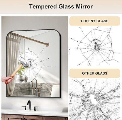 COFENY Bathroom Mirror, 30x36 inch Black Rectangle Wall Mounted Mirror with Thin Frame, Bathroom Vanity Mirrors for Over Sink, Entryway, Living Room, Bedroom
